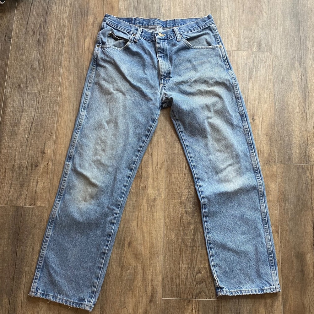 Wrangler Authentics Mens Relaxed Fit Straight Leg Light Wash Denim Jeans 34x29